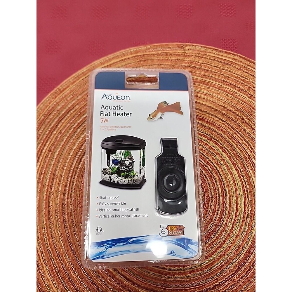 Aqueon Aquatic Flat Heater 5 Watt For 1 -2.5 Gallon Desktop Tank Submersible New